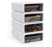 Boîte de rangement à tiroirs empilables, lot de 4, organisateur de bureau, plastique, 25 x 17 x 7 cm