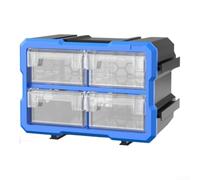 Boîte de rangement à vis en plastique bleu de style tiroir, séparateurs réglables, trous de suspension muraux, construction empilable en polypropylène antistatique (4)