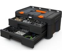 Boîte de rangement avec 2 tiroirs – WORX BY KETER – STACK N ROLL – 48 x 33 x 23 cm – Noir