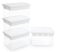 Boîte de rangement avec couvercle - 30 litres - Transparente - Avec compartiment amovible et 6 séparateurs