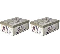 Boite de Rangement avec Couvercle, Boite en Carton, Rangement Vetement, Meuble de Rangement Chambre, Bureau, Panier de Rangement, Organisateur Tiroir, Boite Cadeau, 25x35x17,5 cm Small Lavande