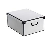 Boite de Rangement avec Couvercle, Boite en carton, Rangement Vetement, Meuble de Rangement Chambre, Bureau, Panier de Rangement, Organisateur Tiroir, 39x50x24 cm MUSC BLANC