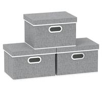 Boîte de rangement avec couvercle, caisse de rangement avec poignée, panier de rangement pliable, pour la chambre à coucher, panier à linge, 26 x 20 x 17 cm, lot de 3