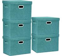 Boîte de rangement avec couvercle Grand tissu 5 pièces Aqua Deep 44x30x29 cm