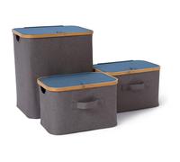 Boîte de Rangement avec Couvercle Lot de 3 Cadre Pliable en Bambou Boîte Plia...