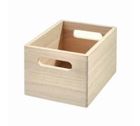 Boîte de rangement avec poignées, 19 x 25,5 x 15 cm, bois de paulownia, beige - iDesign | The Home Edit