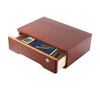 Boîte de rangement avec serrure, organiseur de bureau en bois avec tiroir et clés, organisateur de bureau pour articles de papeterie, bijoux et objets personnels, 40 x 28 x 12 cm