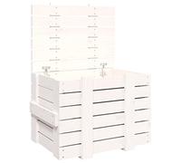 Boîte de rangement Blanc 58x40,5x42 cm Bois massif de pin | Grain droit, nœuds rustiques, intérieur maison, tapis, coussins, couvercle -poussière, cadre stable, manuel de montage