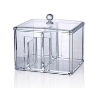 Boîte de Rangement Blanc en Acrylique pour Disques de Coton | Organisateur Transparent, Rangement Salle de Bain, pour Essentiels Quotidiens, Garde L’espace Propre et Ordonné