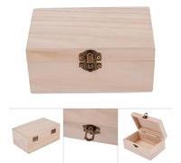 Boîte de rangement carrée à charnière en bois brut de paulownia avec loquet de sécurité pour peinture, découpage ou pyrogravure, petite taille (taille M)