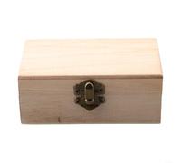 Boîte de rangement carrée à charnière en bois uni pour projets d'artisanat et souvenirs avec loquet sécurisé en finition bois pâle naturel pour l'organisation de la maison, grande taille (S)
