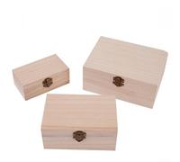 Boîte de rangement carrée légère en bois de paulownia avec couvercle à charnière et loquet ferme, parfaite pour organiser des fournitures d'artisanat ou des articles sentimentaux (taille S + M + L)