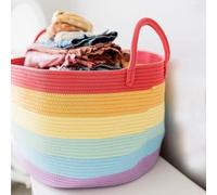 Boîte de rangement colorée en corde textile, 50 x 33 cm, avec poignée, pour enfants