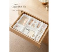 Boîte de rangement compartimentée de style tiroir blanche, organisateur de cosmétiques, organisateur de fournitures de bureau, convient pour le rangement sur le bureau et dans les tiroirs, parfait pou