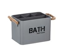Boîte de rangement compartimentée salle de bain Gara - L. 19 x H. 12 cm - Gris
