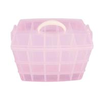 Boîte de Rangement Cosmétique en Plastique Transparent, 3 Couches 30 Cases | Poignée Intégrée, Compartiments Détachables, Rose, Organisation Portable pour Maquillage et Bijoux