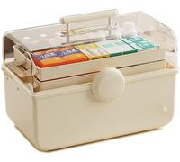 Boîte de rangement cosmétique Ibenzoa® à 3 niveaux pour maquillage et accessoires – Organisateur en plastique avec compartiments et couvercle transparent, fermeture rotative, 33 x 21 x 17 cm, couleur 