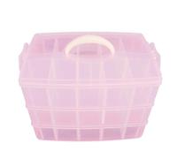 Boîte de Rangement Cosmétique Portable à 3 Niveaux, 30 Compartiments | Plastique Rigide Transparent, Compartiments Amovibles, Finition Rose, Format Grand pour Tri et Transport