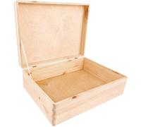 Boîte de rangement - Creative Deco - 40x30x14cm - Bois naturel - Non poncé - Couvercle inclus