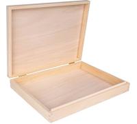 Boite de Rangement - CREATIVE DECO - A4 - Bois Non Peint - Couvercle et Serrure - 34x25,3x5,3 cm