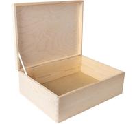 Boîte de rangement - CREATIVE DECO - Bois brut - 40 x 30 x 14 cm - Charnières argentées - Mixte