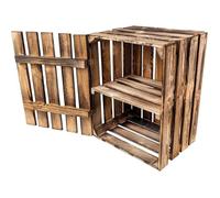 Boîte de rangement - CREATIVE DECO - Coffre en Bois Flammé avec Étagère - 50 x 40 x 30 cm