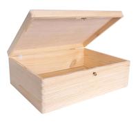 Boîte de rangement - CREATIVE DECO - Non Peint - 40 x 30 x 14 cm - Avec serrure et clé - Bois naturel