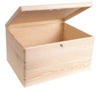 Boîte de rangement - CREATIVE DECO - Non Peint - 40 x 30 x 24 cm - Avec serrure et ois naturel