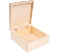 Creative Deco Petite Boite de Rangement Noel en Bois Non Peint | 16,2 x 16,2 x 7,2 cm | Coffret Carrée avec Couvercle | Boite a Bijoux pour Souvenirs Noël, Cartes, Stockage, Photos, Bibelot