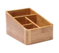 Boîte de Rangement Créative pour Maquillage en Bambou de Bureau | Quatre Compartiments, Bords Arrondis, Finition Carbonisée, pour Cosmétiques et Petits Objets du Quotidien