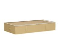 Boîte de Rangement Crème en Tissu Non Tissé avec Fenêtre Transparente | Forme rectangulaire,poignées à bec,zips doubles,ouverture large,pliable à plat,rangement sous lit,chambre,salon