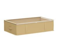 Boîte De Rangement Crème Rectangulaire Avec Fenêtre Transparente | Tissu non tissé respirant,poignées à bec,zips doubles,pliable à plat,fenêtre PVC transparente