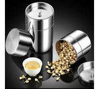 Boîte de Rangement Cuisine Acier Inoxydable 304 - Bocaux Hermétiques pour Café Thé Céréales - Contenant Alimentaire Étanche Double Couvercle - Design Empilable Gain de Place - 350ml Argent(700ml)