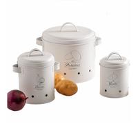 Boîte de rangement cuisine - HOME SAFETY - Set de 3 - Tôle d'acier galvanisée - Ventilation 360° - Couvercles opaques