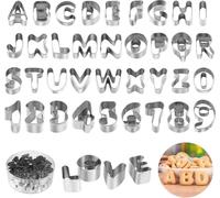 boîte de rangement de 36 emporte-pièces Alphabet en acier inoxydable