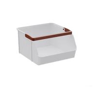 Boîte de rangement de bureau empilable pour sachets de thé, café, collations, papeterie, cosmétiques avec construction en PET PP et vue claire (noir)
