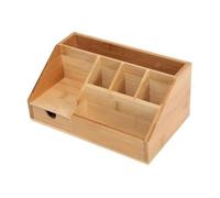Boîte De Rangement De Bureau En Bammbou 1pc, Boîte De Rangement De Papeterie, Support De Notes, Porte-Crayon, Étui De Rangement Pour Cosmétiques, Étagère Supérieure De Bureau