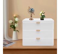 Boîte de rangement de bureau en plastique, organiseur de bureau à 3 tiroirs, gain de place, pour ranger livres, bijoux, cosmétiques, en-cas, blanc DescriptionCette boîte de rangement de bureau vous pe