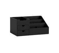 Organiseur de bureau - HOMCOM - boîte de rangement 7 compartiments 2 tiroirs mobilier travail - bambou - noir