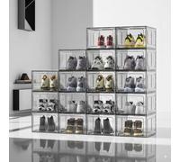 Boîte de rangement de chaussures pliable, support de rangement à aspiration magnétique, boîte de rangement de baskets anti-poussière, armoire à chaussures combinée peu encombrante Gris foncé - 8 pièce