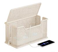 Boîte de rangement de cordon de bureau Iron Art - Cache-câble - Bac de rangement pour câble de salon - Noir - 32 x 13 x 14 cm (blanc, M)