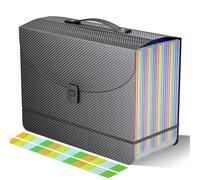 Boîte de rangement de fichiers avec poignée, 25 pochettes, dossiers de documents portables pour documents A4, boîte de classement extensible en accordéon, organiseur de papiers pour bureau, école