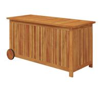 Boîte De Rangement De Jardin Avec Doublure Imperméable & Poignées Acacia Solide Mobile