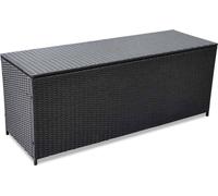 Boîte de rangement de jardin noir 150x50x60 cm résine tressée