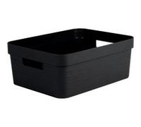 EDA Bac de rangement Design 12 L – Noir – 36,7 x 28 x 14 cm