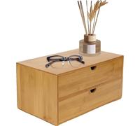 Boîte de rangement, double couche, élégant design en bambou, M, couleur bois