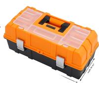 Boîte de rangement d'outils, design durable, système de verrouillage sûr, orange noir