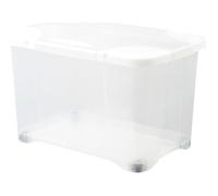 EDA Coffre de rangement Clip'Box 40 L - avec couvercle et roulettes - Naturel