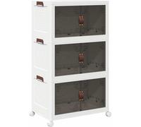 Boîte de rangement empilable avec roues à 3 niveaux 75 L