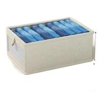 Boîte de rangement empilable pliable en coton et lin respirant avec fenêtre transparente pour armoire Gain de place Style japonais 40 x 28 x 17 cm avec couvercle (sans couvercle)
